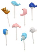 Wykałaczki ozdobne, pikery 8 sztuk - DELFINY I MISIE