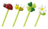 Ozdobne wykałaczki, pikery 8 sztuk - PSZCZÓŁKA, BIEDRONKA, KWIAT I KONICZYNKA