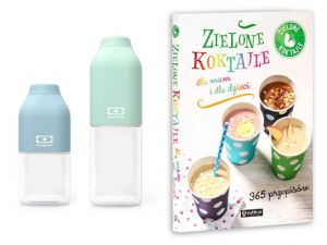 Zestaw koktajlowy dla mamy i dziecka: 2 bidony Monbento + książka z przepisami na pyszne i zdrowe koktajle