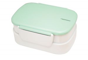 Dwupoziomowy, japoński lunchbox o pojemności 1,3 litra - widelec i przegródka w zestawie - Pepermint