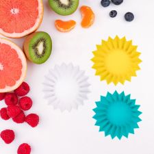 Zestaw 3 okrągłych, silikonowych pojemniczków do lunchboxów Yumbox - Yellow