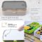 Dwupoziomowy lunchbox z 4 przegródkami i ze sztućcami w zestawie - Warm Grey 1,2