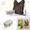 Dwupoziomowy lunchbox z 4 przegródkami i ze sztućcami w zestawie - Warm Grey 1,2
