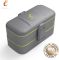 Dwupoziomowy lunchbox z 4 przegródkami i sztućcami w zestawie - Dark Grey Green 1,2 l