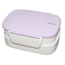 Dwupoziomowy, japoński lunchbox o pojemności 1,3 litra - widelec i przegródka w zestawie - Lavender