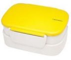 Dwupoziomowy, japoński lunchbox o pojemności 1,3 litra - widelec i przegródka w zestawie - Yellow