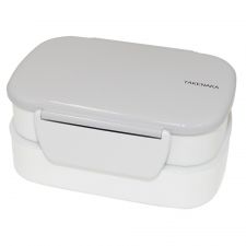 Dwupoziomowy, japoński lunchbox o pojemności 1,3 litra - widelec i przegródka w zestawie - Glacier Gray