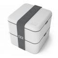 MONBENTO Square Coton (jasno-szary) - dwupoziomowy lunchbox