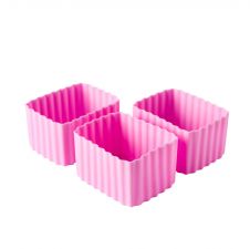 Zestaw 3 kwadratowych, silikonowych pojemniczków do Little Lunch box - Small Rectangle Pink