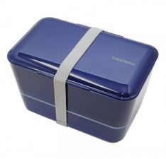 Bento box Takenaka Expanded Double Navy 1,15 litra + widelec i przegródka w zestawie