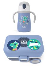 Zestaw niebiski lunchbox Monbento Tresor + butelka termiczna MB Stram