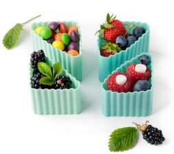 Zestaw 4 trójkątnych silikonowych pojemniczków do lunchboxów - Pastell