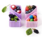 Zestaw 4 trójkątnych silikonowych pojemniczków do lunchboxów - Rosa/Flieder