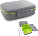 Lunchbox z 5 przegródkami i sztućcami w zestawie - Eseasons 5 Dark Grey Green 1,3 litra