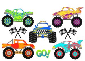 Wodoodporne naklejki ma lunchbox - Monster Trucks