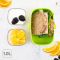 Dwupoziomowy szczelny lunchbox ze sztućcami i dwoma pojemniczkami w zestawie - Eseasons Green White 1 litr