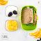 Dwupoziomowy szczelny lunchbox ze sztućcami i dwoma pojemniczkami w zestawie - Eseasons Green White 1 litr