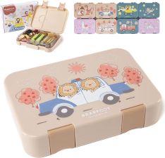 BEARFOOT bento lunchbox z 4 lub 6 przegródkami dla dzieci 650 ml - Lwy policjanci (modułowy Yumbox)