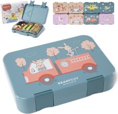 BEARFOOT bento lunchbox z 4lub 6 przegródkami dla dzieci 650 ml - zajęcza straż (modułowy Yumbox)