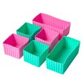 Zestaw 6 prostokątnych i kwadratowych silikonowych pojemniczków do lunchboxów - Yumbox Pink/Aqua
