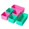 Zestaw 6 prostokątnych i kwadratowych silikonowych pojemniczków do lunchboxów - Yumbox Pink/Aqua