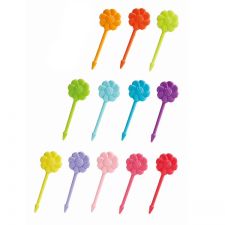 Ozdobne pikery, wykałaczki 12 sztuk - zestaw kolorowych KWIATUSZKÓW