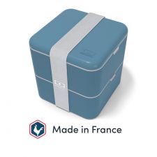 MONBENTO Square Denim (niebieski) - dwupoziomowy lunchbox 1,7 litra (Made in France)