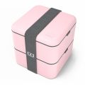 MONBENTO Square Litchi - pastelowo-różowy lunchbox