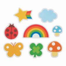 Zestaw do ozdabiania bento - przekładki tęcza, biedronka, koniczynka, gwiazdka, grzybki, motylek, chmurka - 16 sztuk