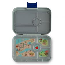 Duży, szczelny lunchbox z 4 przegródkami - Yumbox Tapas Flat Iron Grey New York