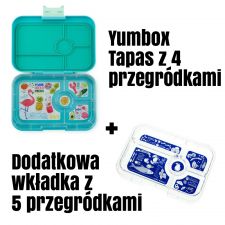 Zestaw Yumbox Tapas Antibes Blue Flamingo z 4 przegródkami + dodatkowa wkładka z 5 przegródkami
