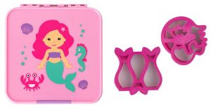 Zestaw Mała Syrenka - szczelny lunchbox z 3 przegródkami + wykrawacze do chleba