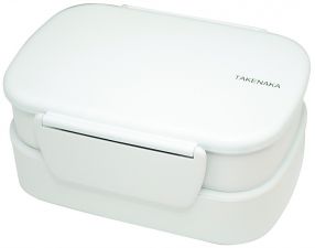 Dwupoziomowy, japoński lunchbox o pojemności 1,3 litra w kolorze białym - z widelcem