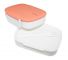 Dwupoziomowy, japoński lunchbox o pojemności 1,3 litra w kolorze pomarańczowym - z widelcem i przegródką