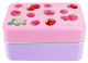 Dwupoziomowy, japoński lunchbox o pojemności 0,8 litra - truskawki - ozdobna torebka w zestawie