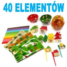 Zestaw do ozdabiania bento: przekładki, wykałaczki, pojemniczki - mały miś w mieście - ponad 40 elementów