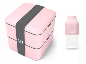 Zestaw różowy: Lunchbox Monbento Square + bidon