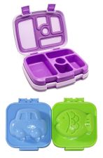 Zestaw dla niejadka: BentGo Kids + foremki do jajek i ryżu w kształcie samochodu i rybki