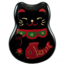 Japoński bento box z widelcem - czarny kot Maneki Neko